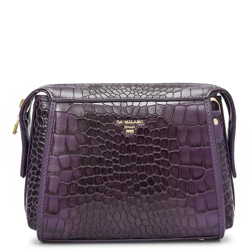 Da Milano Small Croco Leather Sling - Grapevine